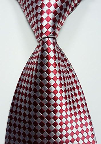 Scott Alain Creation - Neckties Classic Red and Grey Chessboard 100% New Jacquard Woven Silk Men's Tie Necktie