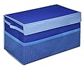 G.U.S. Kids Collapsible Toy Chest with Flip-Top Lid and Mesh Pockets, Large, Blue
