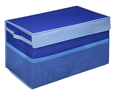 G.U.S. Kids Collapsible Toy Chest with Flip-Top Lid and Mesh Pockets, Large, Blue