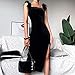 Women’s Sleeveless Tank Dress Basic Scoop Neck Bodycon Long Dress Sexy Split Evening Prom Dresses with Featherthumb 3