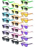 22 Pieces Retro Neon Sunglasses 80s Party Favor Sunglasses Pool Party Sunglasses for Children and Adults Party Gifts