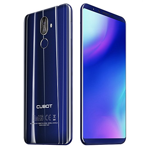 Cubot X18 Plus -Smartphone 5.99 pulgadas 18: 9 FHD + 2160 * 1080 píxeles Capactive Screen Android 8.0 MTK6750T Octa core 4GB + 64GB 16.0MP (interpolado a 20.0MP) + 2.0MP Cámaras traseras duales 8.0MP (interpolado a 13.0MP) Front Camera 4000mAh batería Dual SIM Fingerprint 4G teléfono -Azul