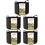 HONEST OUTFITTERS 5-Pack 7 Gallon Smart Grow Bags for Potato/Plant Container/Aeration Fabric Pots with Handles (Black)