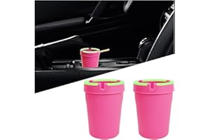 Mandark Car Ashtray, 2PCS Glow In The Dark Smokeless Self-Extinguishing Vehicle Cigarette Trash Can, Smellproof Portable Automotive Ash Holder Organizer, Universal for Truck Home Office (Pink)