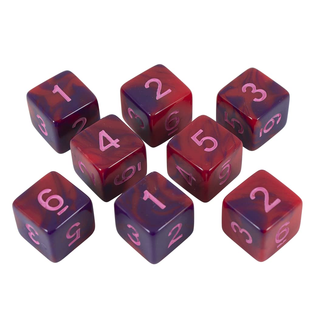 Paladin Roleplaying Red and Purple Dice - 8 D6 Set - 'Tiefling's Kiss'