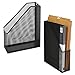 Wire Mesh Wall Mounted or Freestanding Document Rack, Magazine and File Holder, Set of 2, Black