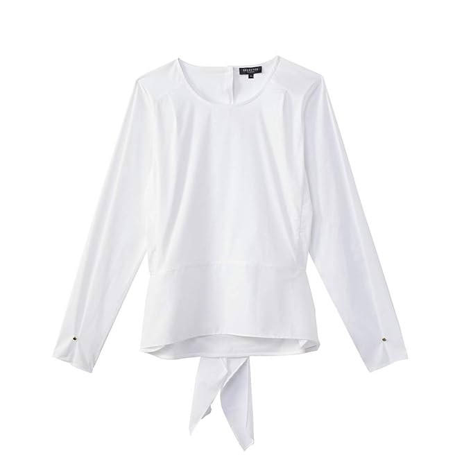 La Redoute Selected Femme Womens Tied Back Cotton Mix Blouse White