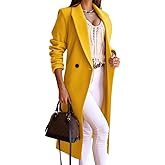 IDEALSANXUN Long Wool Coats for Women Fall Winter Trench Coat Peacoat Double Breasted Blazer Jackets Overcoat