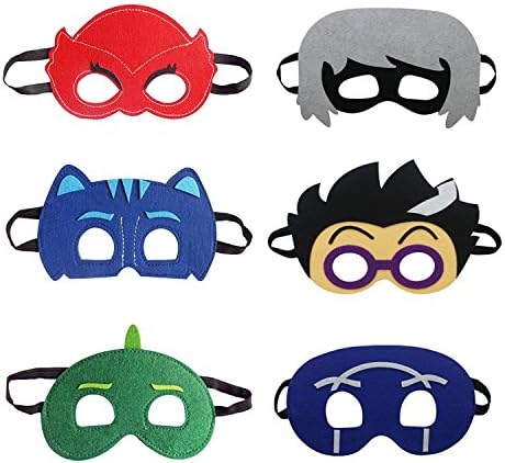 RCJ Cartoon Hero PJ Masks Party Supplies Dress Up Costumes Set of 6 Masks for Kids