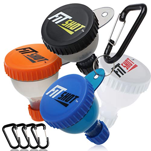 FitShot Protein Powder Funnel Supplement Funnel with Keychain 4pack, Water Bottle Funnels, BPA