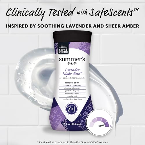 Summer's Eve Lavender Night-time Daily Refreshing All Over Feminine Body Wash, Removes Odor, Feminine Wash pH Balanced, 12 fl oz