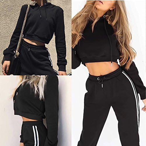Hooded Ladies Top Athletic Sets Tops+Bottoms Women's Fashion Sport Suit Tracksuit Casual Coat+Pants Suits Solid Color Long Sleeve Loose Hooded Pullover Long Hoodies Sweatshirts Sportwear Sweatpants