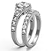 Marimor Jewelry His and Her 3 Piece Stainless Steel 2.50 Carat Cubic Zirconia Bridal Set and Men's Wedding Band