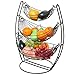 MyGift Black Metal Hammock Fruit Basket, 3 Tier Vegetables Produce Storage Rack Display Stand