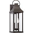 Capital Lighting 946421OZ Bradford Clear Glass Outdoor Wall Lantern, 2-Light 120 Total Watts, 21" H x 7" W, Oiled Bronze