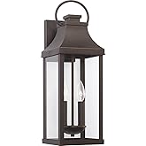 Capital Lighting 946421OZ Bradford Clear Glass Outdoor Wall Lantern, 2-Light 120 Total Watts, 21" H x 7" W, Oiled Bronze