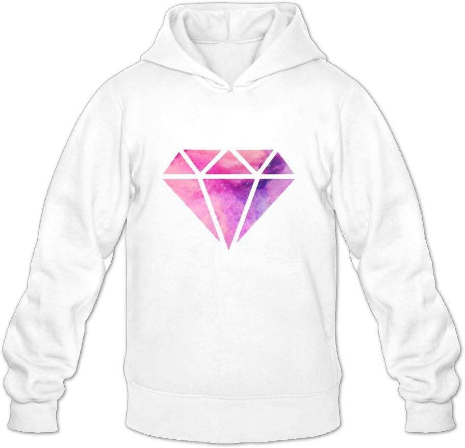 Gzhouqube Men's Bright Diamond Tops Casual Hat Without Pocket Hoodies Sweatshirt Tops Blouse White