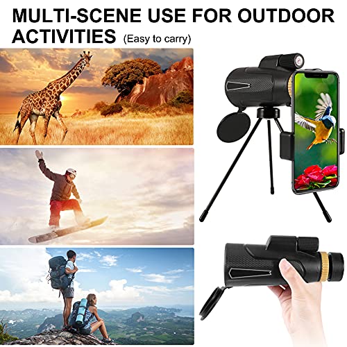 APLOS 12x50 Monocular Telescope with Quick Holder for Smartphone, Low Night Vision Waterproof Fog Cosmic Scope Monoculars for Adults Kids, BAK4 Prism for Bird Watching Hunting, Camping, Hiking