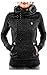 eshion Women's Casual Thick Reindeer Fawn Hooded Fleece Sweater Sweatshirt Jacket (Medium, Black)