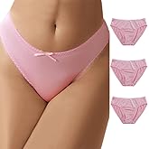 4UFIT Women's Sexy Underwear Ice Silk Hipster Bow Bikini Panties Mid Rise Full Breathable Briefs 3 Pack