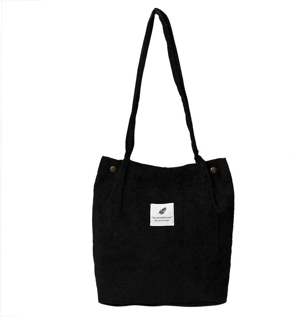 Fashion Women Corduroy Handbag Shoulder Bags Tote Purse Casual Shopping Bag Beach Travel Bag