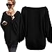 Women Oversized Batwing Knitted Pullover ❤Luca ❤ Loose Sweater (XL, Black)
