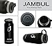 Jambul Stainless Steel Water Bottle Double Walled Vacuum-Insulated for Hot and Cold Beverages - Wide Mouth - BPA Free, 32 Oz