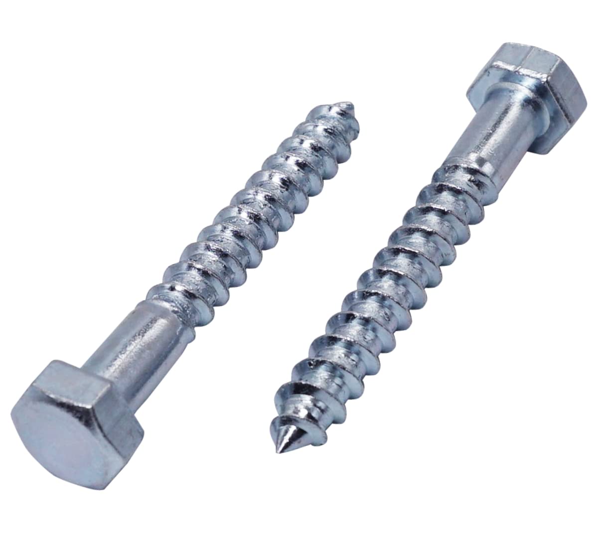 (Pack of 10 pcs) DIN 571 Zinc Plated Steel Hexagon Wood Screws M8 x 60 mm, Hex Screw, Lag Bolts, Hex Head, Coach Screws (10, M8 x 60 mm)