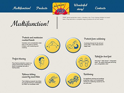 PREP: Derma Protective Cream, Paraben Free * 2.53 Fluid Ounce (75ml) Jar (Pack of 5) * [ Italian Import ]