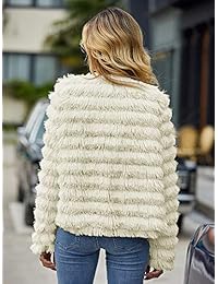 Jeanewpole1 - Chaqueta de piel sintética para mujer, abrigo frontal abierto, esponjosa, vintage, parka