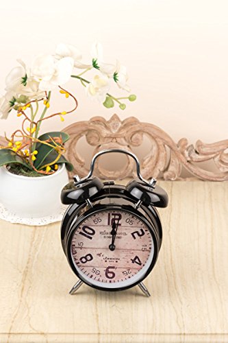 Black Retro Table Clock Gifts Twin Bell Table Alarm Clock Table Decorative Centre Piece-Ideal Gift for, Wedding, Party, Home Decor, Living Room, Office.