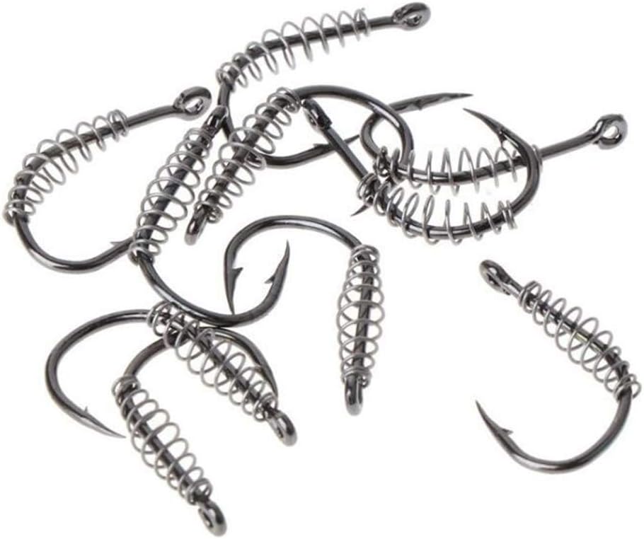 kaakaeu Lot de 10 hameçons de pêche à la Mouche à Ressort et émerillon