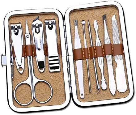 10Pcs Manicure Set - Muti-function Nail Care Kit / Personal Nail Clipper Tools With Nail Clipper / File, Eyebrow Scissors / Tweezers, Earpick, Acne Needle, Cuticle Pusher, Double-ended Picker
