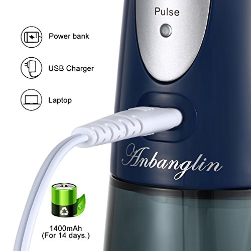 Anbanglin Portable Water Flosser,Professional Cordless Dental Oral Irrigator,IPX7 Waterproof Dental Water Jet with 3 Tips for Home, Travel, Adults, Kids & Braces and Teeth Whitening - Thumbnail 2