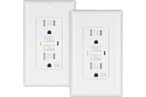 DEWENWILS 2-Pack GFCI Outlet 15Amp, GFCI Outlet Tamper Resistant(TR), Weather Resistant(WR) GFI Receptacle with Self-Test, LED Indicator, Wall Plate Included, Indoor or Outdoor, UL Listed, White