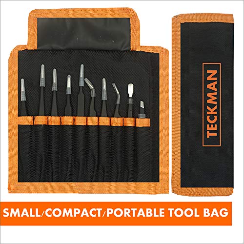 TECKMAN Precision Tweezer Set,10 Pack Best ESD Tweezers Set Stainless