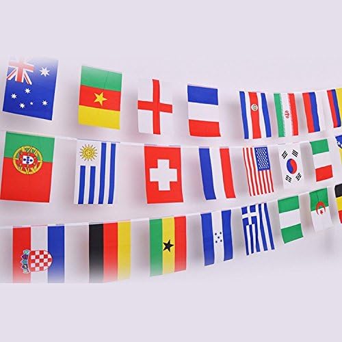 IsPerfect 30 Feet 8.2'' x 5.5'' International String Flags Banners,32 Countries Flags World Flags Pennant Banner for Olympics,Grand Opening,Bar,Sports Clubs,Party Events Decorations