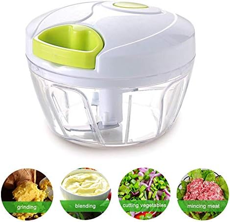 Manual Food Chopper Processor for Onion Garlic Lettuce Tomato, Hand Pulled Vegetable Cutter Mincer Slicer for Easy Preparation | Kitchen Use Mixer Blender Dicer Spices Nuts by Leafeezi