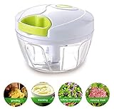 Manual Food Chopper Processor for Onion Garlic Lettuce Tomato, Hand Pulled Vegetable Cutter Mincer Slicer for Easy Preparation | Kitchen Use Mixer Blender Dicer Spices Nuts by Leafeezi