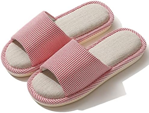 JIJIe Slippers for Women Men Linen Slippers Open Toe House Shoes