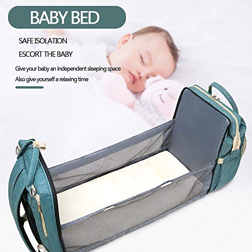 Diaper Backpack With Changing Bed Multifunctional Foldable Baby Bed