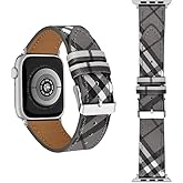 Classic Plaid Bands Compatible with Apple Watch Band 49mm 46mm 45mm 44mm 42mm 41mm 40mm 38mm, Checkered Design PU Leather Bracelet Strap for iWatch Series 10/9/8/7/6/5/4/3/2/1 Ultra SE