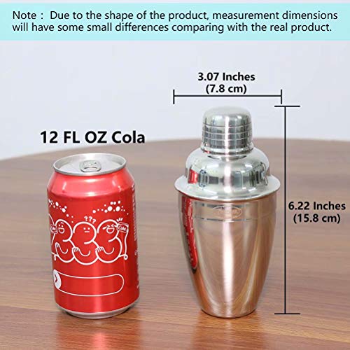 Newness Cocktail Shaker 304 Edelstahl Cocktail Mixer Bar Mixer mit Sieb und Deckel Oben, 250 ML, Klein, Single Martini – Bild 3