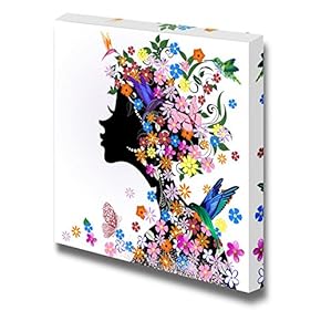 Floral Hairstyle Girl and Butterfly Bird