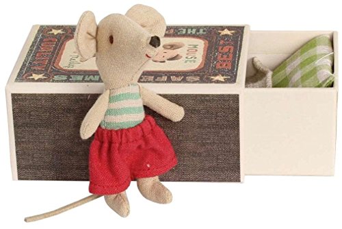 Maileg 16-3775-00 Little Brother Mouse with Box Toy