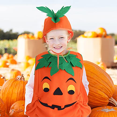 AMOR PRESENT Halloween Pumpkin Costume, 3 PCS Pumpkin Cosplay Costume for toddler Girls Boys Halloween Cosplay Party