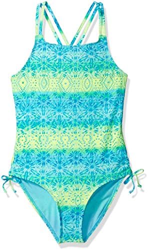 Angel Beach Big Girls' Swim Sonic Cool One Piece Swimsuit, Multi, 10