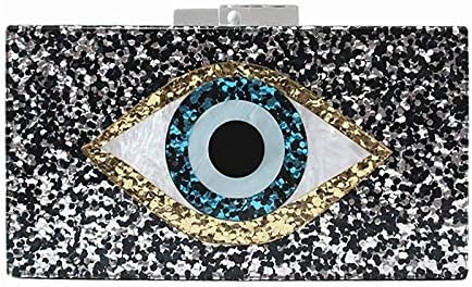 New Banquet Clutch Bag Single Shoulder Slung Chain Bag Fashion Ladies Black And White Sequins Cartoon Eyes Acrylic Bag Ladies Wallet Evening Bag