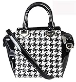 Rimen & Co. Fashion Hounds Tooth PU Patent Leather Medium Tote Bag Purse QN-2446 BK