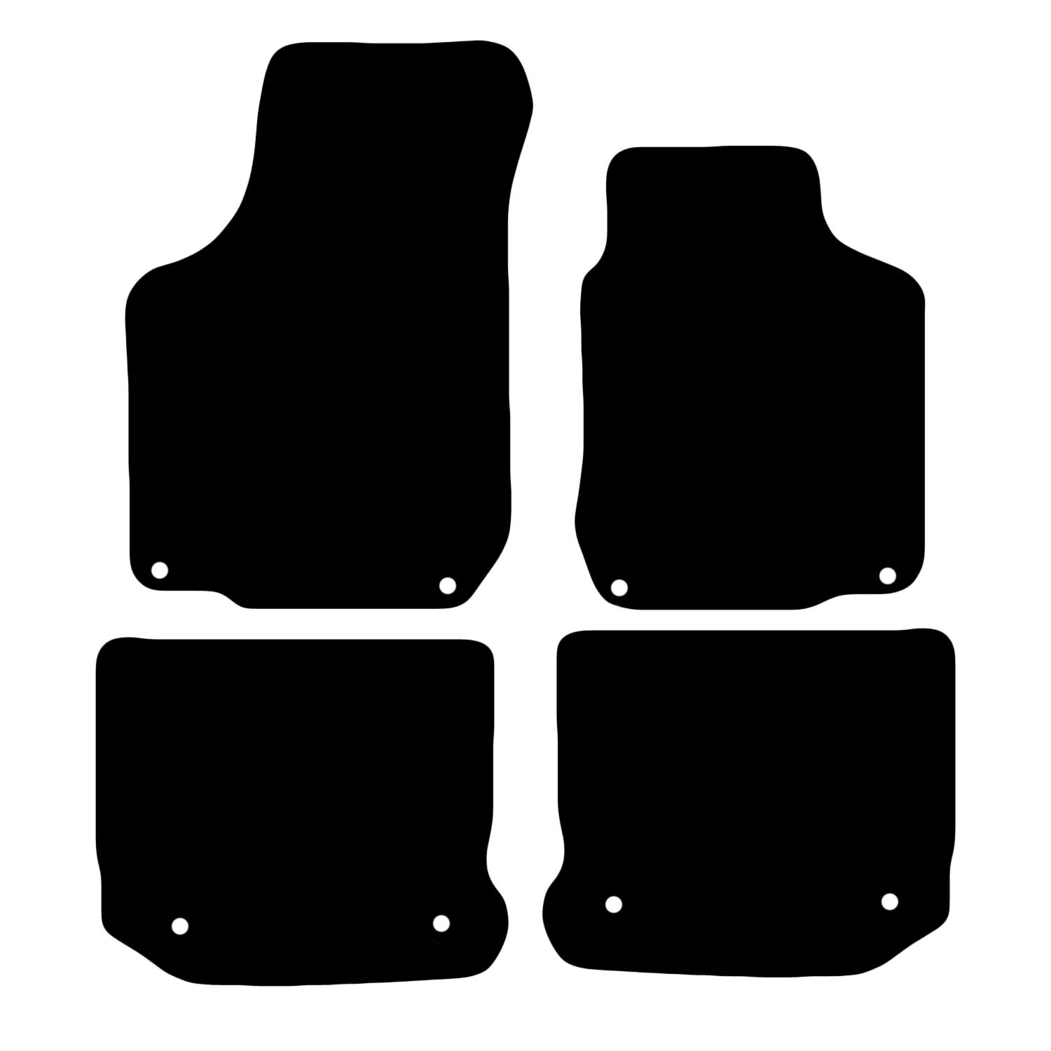 Carsio Carpet Car Mats For VW Beetle 2005 2011 4 Piece Set with 8 Clips Tailored Fit Floor Mat Complete Accessory Black Custom Fitted - All Weather, Anti-Slip Backing & Black Trim